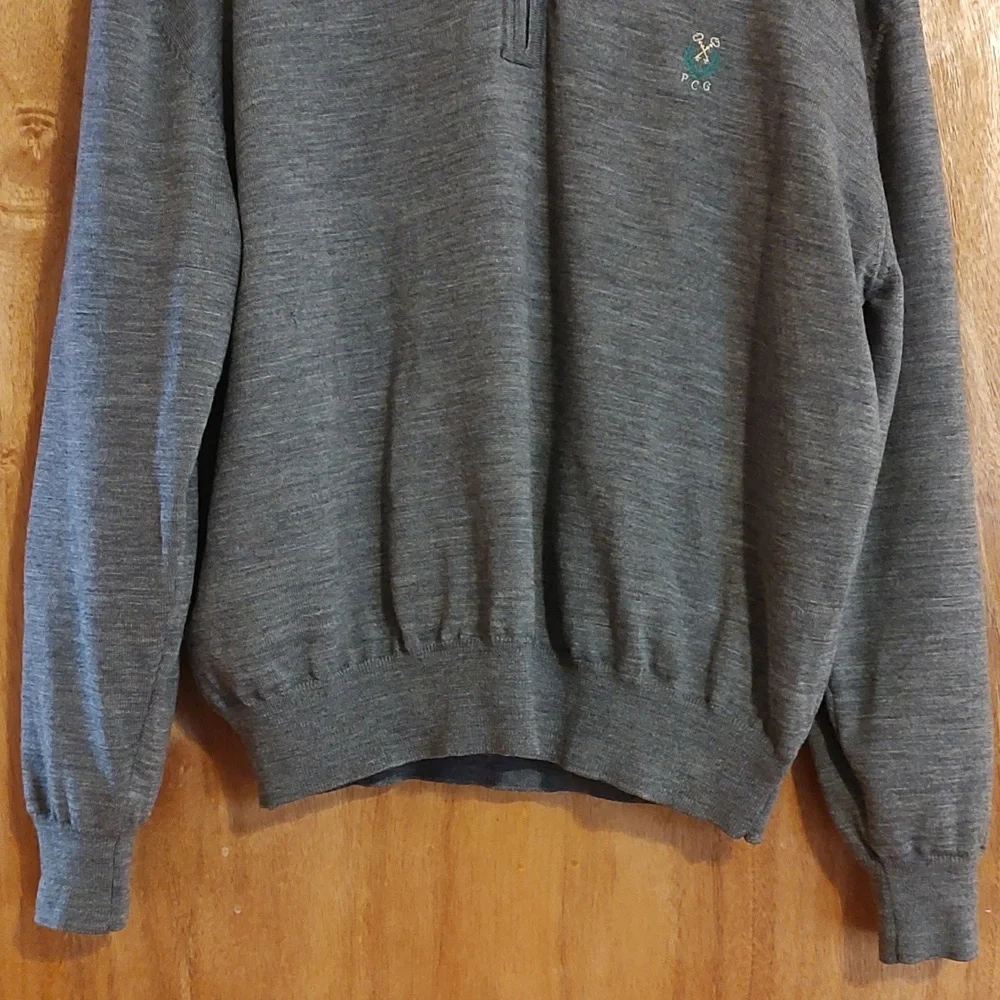 Fairway & Greene Mens 100% Wool Quarter Zip Windsweater Charcoal Heather Size M